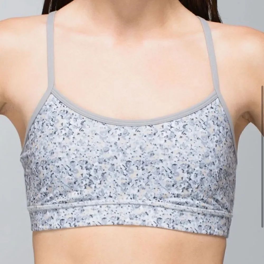 Lululemon Flow Y Sports Bra Gray Floral